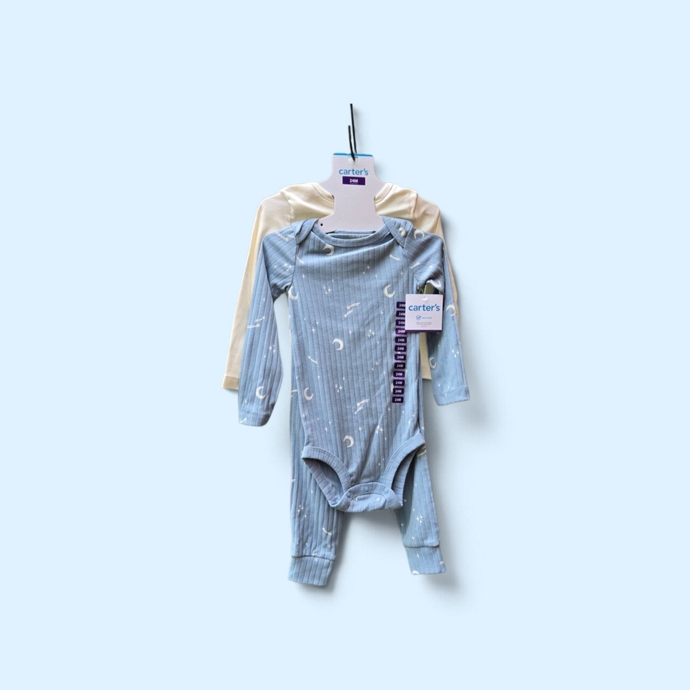 NWT Carters Baby 24 Mos 3-Piece Celestial Moon Star Bodysuits and Pants Set
